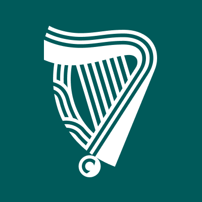 Irish Independent logo white harp on dark green background