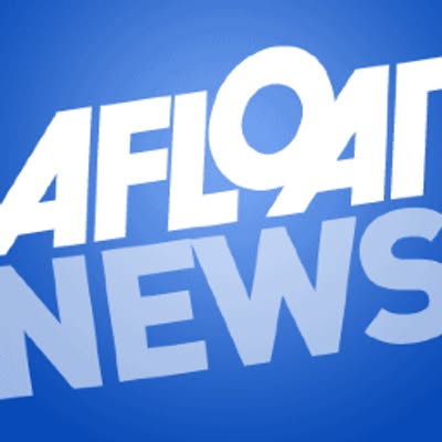 afloat news DN. in block white letters on red background.