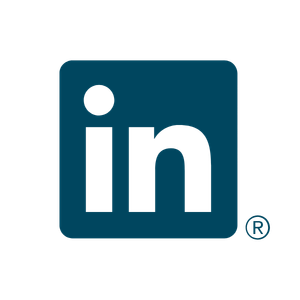 LinkedIn icon in blue. in in white writing in blue square